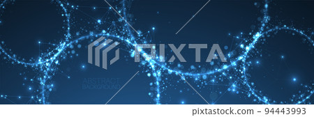 Abstract vector background, scientific direction, with glowing circles and chaotic spots on it. Abstract vector background, scientific direction, with glowing circles and chaotic spots on it. 94443993