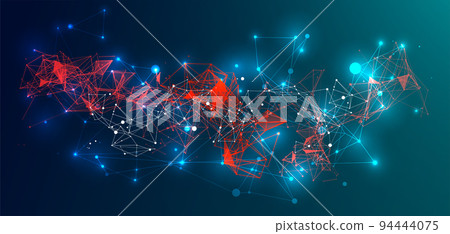 Abstract plexus vector background. Glowing particles dynamic flow. Abstract plexus vector background. Glowing particles dynamic flow. 94444075