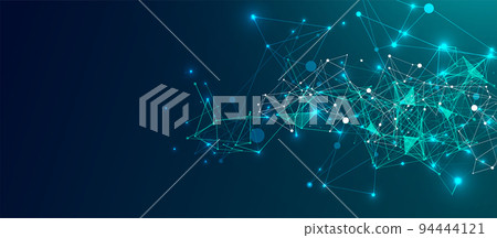 Abstract plexus vector background. Glowing particles dynamic flow. 94444121