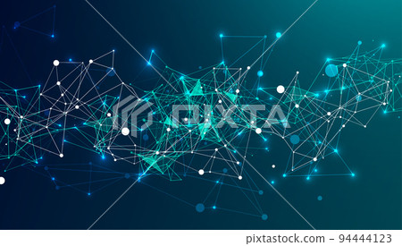 Abstract plexus vector background. Glowing particles dynamic flow. 94444123