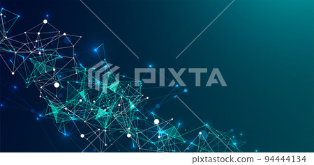 Abstract plexus vector background. Glowing particles dynamic flow. 94444134