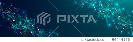 Abstract plexus vector background. Glowing particles dynamic flow. 94444136