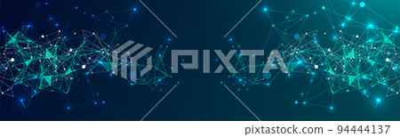 Abstract plexus vector background. Glowing particles dynamic flow. 94444137