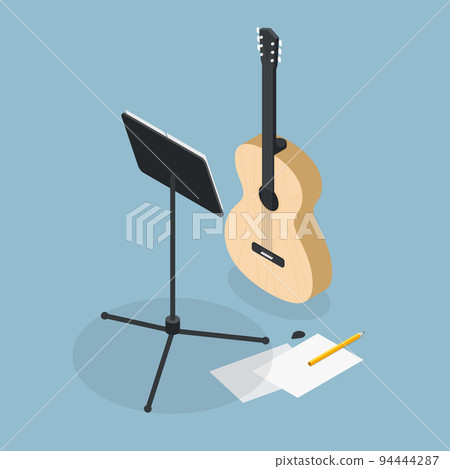 Playing Guitar Isometric Illustration 94444287