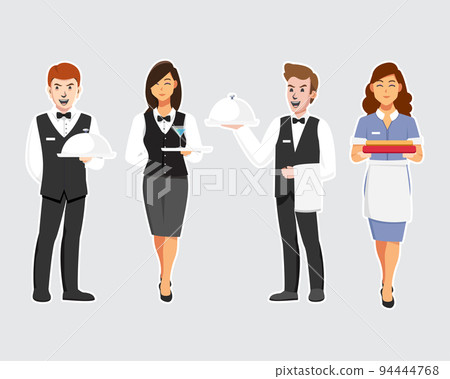 Hotel staff, Butler Catering service Vector Flat style character illustration Hotel staff, Butler Catering service Vector Flat style character illustration 94444768