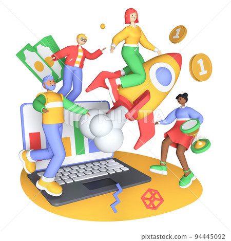 Rapid income growth - colorful 3D style illustration 94445092