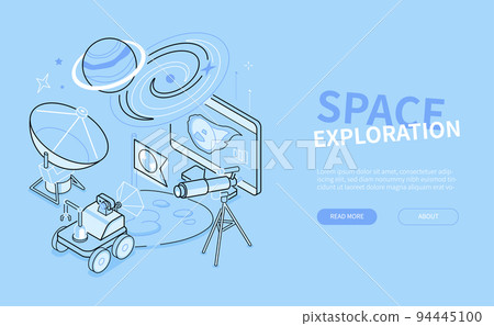 Space exploration - line design style isometric web banner Space exploration - line design style isometric web banner 94445100