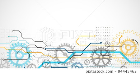 Abstract technology cogwheel concept. Circuit board, high computer color background. Vector illustration with space for content, web - template, business tech presentation. Abstract technology cogwheel concept. Circuit board, high computer color background. Vector illustration with space for content, web - template, business tech presentation. 94445462