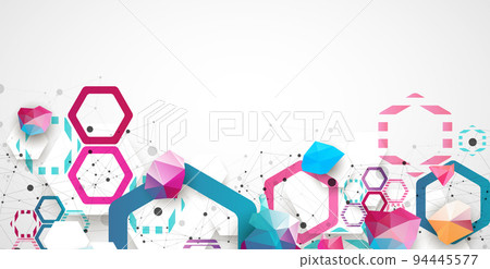 Hexagonal geometric array. Abstract background. Science and connection vector concept. 94445577