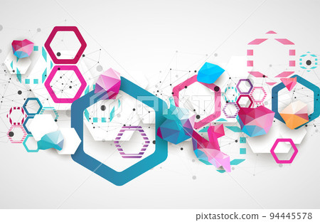 Hexagonal geometric array. Abstract background. Science and connection vector concept. Hexagonal geometric array. Abstract background. Science and connection vector concept. 94445578