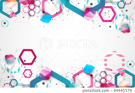 Hexagonal geometric array. Abstract background. Science and connection vector concept. Hexagonal geometric array. Abstract background. Science and connection vector concept. 94445579
