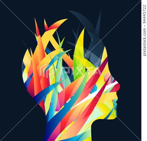 The silhouette of the human head is made with the help of colored waves. The silhouette of the human head is made with the help of colored waves. 94445722