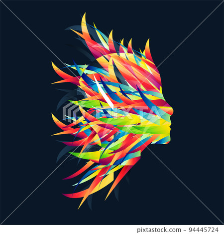 The silhouette of the human head is made with the help of colored waves. The silhouette of the human head is made with the help of colored waves. 94445724
