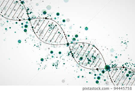 Science template, wallpaper or banner with a DNA virus molecules. Vector illustration. Science template, wallpaper or banner with a DNA virus molecules. Vector illustration. 94445758