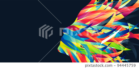 The silhouette of the human head is made with the help of colored waves. The silhouette of the human head is made with the help of colored waves. 94445759