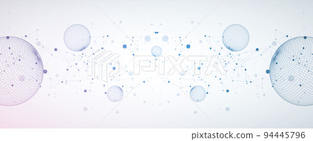 Abstract sphere background with plexus effect. 3D surface. Vector illustration. 94445796