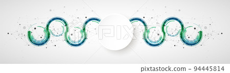 Technical background with plexus effect and wave made of techno circles. Technical background with plexus effect and wave made of techno circles. 94445814