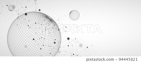 Abstract sphere background with plexus effect. 3D surface. Vector illustration. 94445821