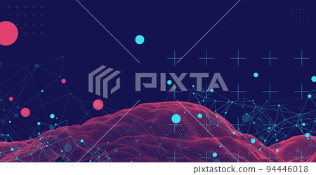 Wireframe background with plexus effect. Futuristic vector illustration. 94446018