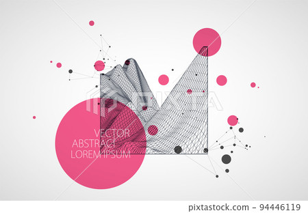 Modern square science or technology elements. Trendy abstract background. Cyberspace surface illustration. Vector. 94446119