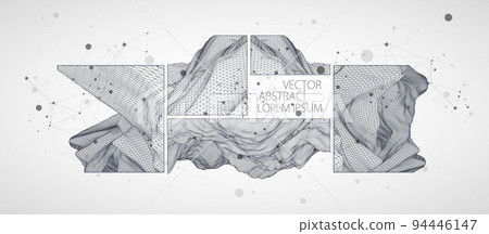 Modern square science or technology elements. Trendy abstract background. Cyberspace surface illustration. Vector. 94446147