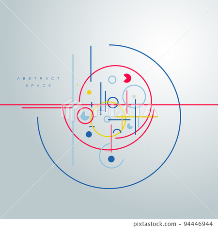 Vector future geometry connect. Abstract simple visual creative illustration. Circular elements. Creative pattern with abstract geometric objects. Modern design with dots and lines and dotted circles Vector future geometry connect. Abstract simple visual creative illustration. Circular elements. Creative pattern with abstract geometric objects. Modern design with dots and lines and dotted circles 94446944