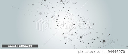 Connectivity medical illustration. Template structure space with molecules. Network dots and lines on white background. Abstract vector technology concept design. Social network concept technology 94446970