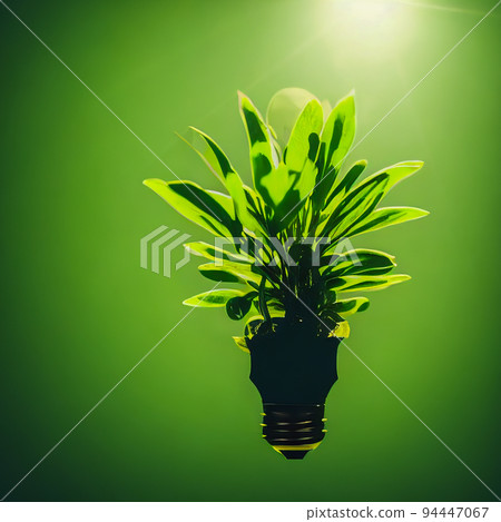 Natural energy concept. Light bulb with small plant inside. Eco green energy concept. 3d 94447067