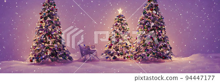 Christmas Tree, Ornaments and Defocused Lights Background. xmas balls. banner size Christmas Tree, Ornaments and Defocused Lights Background. xmas balls. banner size 94447177