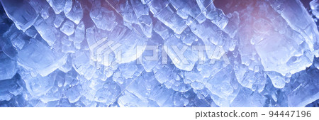 Blue Ice Background. Christmas Ice texture, Winter background. Banner size 94447196