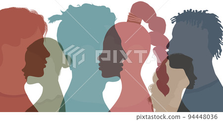 Silhouette profile group of men and women of diverse cultures. Diversity multicultural people. Concept of racial equality and anti-racism. Multiethnic and multiracial community.Friendship Silhouette profile group of men and women of diverse cultures. Diversity multicultural people. Concept of racial equality and anti-racism. Multiethnic and multiracial community.Friendship 94448036