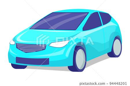 Isolated blue modern sports automobile with headlights for quickly moving, comfortable auto icon 94448201