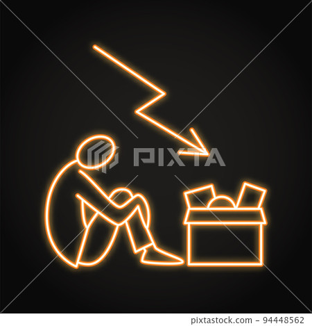 Dismissal due to financial crisis neon icon 94448562