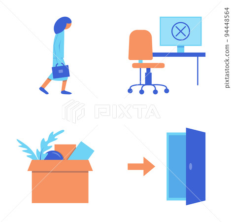 Leaving job icon set in flat style Leaving job icon set in flat style 94448564