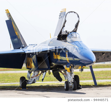 One US Navy Blue Angels jet parked with cockpit open One US Navy Blue Angels jet parked with cockpit open 94448571