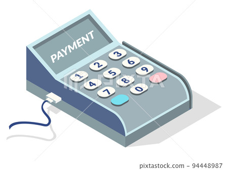 Single payment terminal for retail sale service on white background isolated vector illustration Single payment terminal for retail sale service on white background isolated vector illustration 94448987