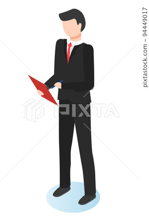 Man Stand with Notepad, Manager Work on Analysis Man Stand with Notepad, Manager Work on Analysis 94449017