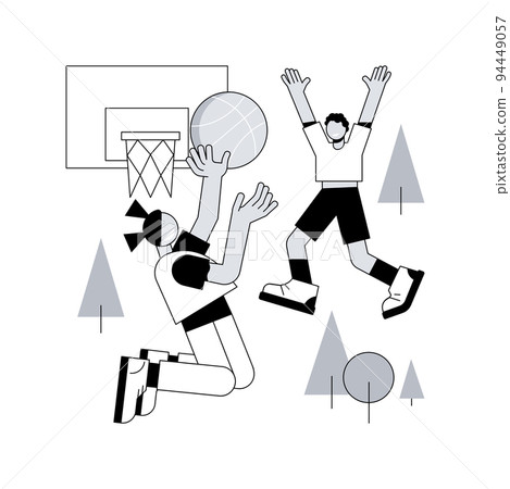 Basketball camp abstract concept vector illustration. Basketball training, sport program for children, youth summer holiday, kids sport academy, active vacation idea, day camp abstract metaphor. 94449057