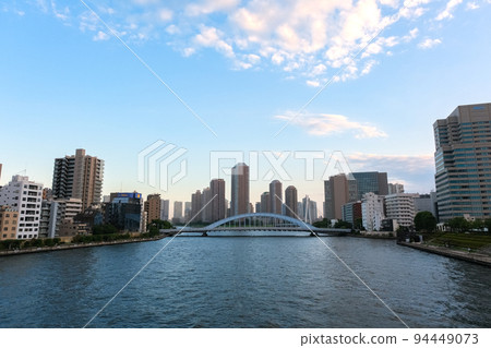 Eitai Bridge and high-rise condominiums over Sumida River, Tokyo Eitai Bridge and high-rise condominiums over Sumida River, Tokyo 94449073