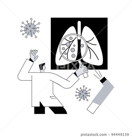 Bronchial asthma diagnosis abstract concept vector illustration. Respiratory illness, shortness of breath, symptoms and treatment, bronchial inhaler and nebulizer, wheezing abstract metaphor. Bronchial asthma diagnosis abstract concept vector illustration. Respiratory illness, shortness of breath, symptoms and treatment, bronchial inhaler and nebulizer, wheezing abstract metaphor. 94449139