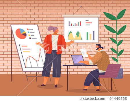 Businesswoman makes a presentation of a statistical report. Analysis and planning business concept 94449368