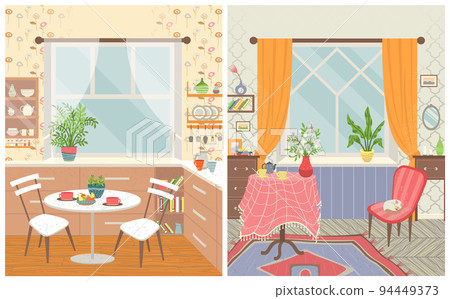 Interior of Home, Dining and Living Room Vector Interior of Home, Dining and Living Room Vector 94449373