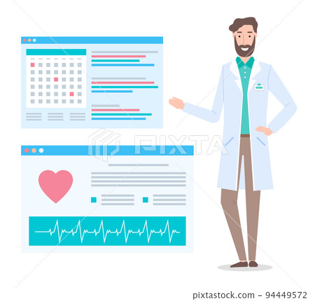 Doctor therapist and medical applications for working on a computer, doctor appointment schedule Doctor therapist and medical applications for working on a computer, doctor appointment schedule 94449572
