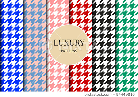 Houndstooth patterns set. Fabric background. Classical checkered textile collection Houndstooth patterns set. Fabric background. Classical checkered textile collection 94449816