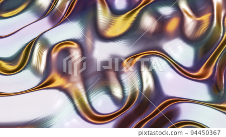 Pearlescent texture of creases in the fabric, 16x9 landscape orientation background, with touch of golden light, 3D rendering 94450367