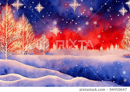 Christmas and winter is coming. Woodland landscape for winter and new year holidays. Holiday winter landscape. Christmas background. 94450647