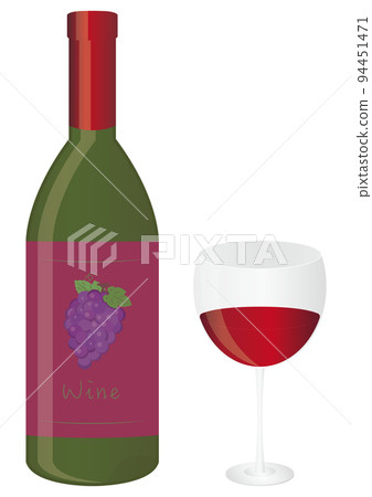 wine wine bottle wine glass - Stock Illustration [94451471] - PIXTA