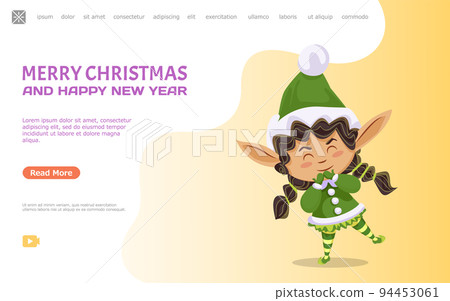 Merry Christmas and Happy New Year, Cute Elf Girl 94453061
