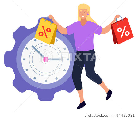 Limited Time on Sale and Discounts Woman with Bags 94453081
