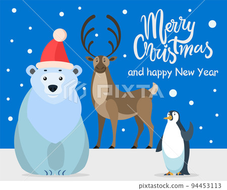 Polar Bear, Penguin and Reindeer, Greeting Card 94453113